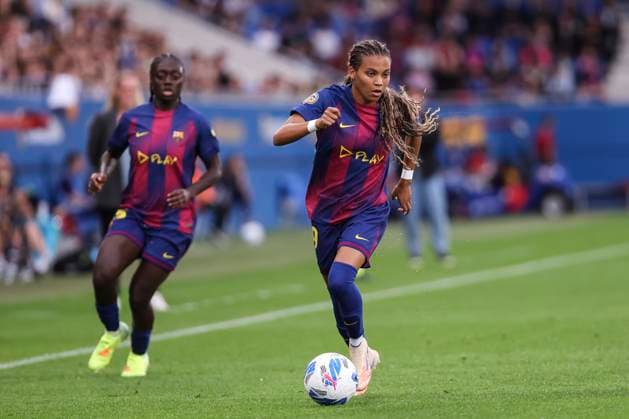 October 19, 2025, Sant Joan Despi, Barcelona, Spain: Victoria Lopez Serrano Felix of FC Barcelona, Barca in action during the Spanish Women league, Liga F, football match played between FC Barcelona and Granada CF at Johan Cruyff Stadium on October 19, 2025 in Sant Joan Despi, Barcelona. Sant Joan Despi Spain - ZUMAa181 20251019_zaa_a181_199 Copyright: xJavierxBorregox