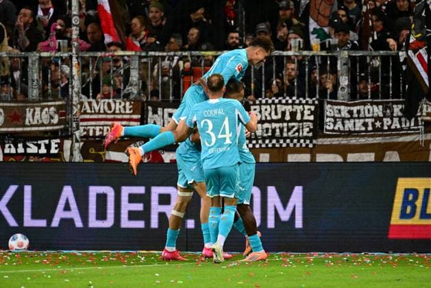 Fussball I Herren I 1. Bundesliga l FC St. Pauli - TSG Hoffenheim I 07. Spieltag I Saison 2025-2026 I St. Pauli I 19.10.2025 I Hoffenheim Torjubel zum 1:9 Torschuetze ist Toure Bazoumana (TSG Hoffenheim) , Sportplatz : Millerntor Stadion, St.Pauli Hamburg Deutschland