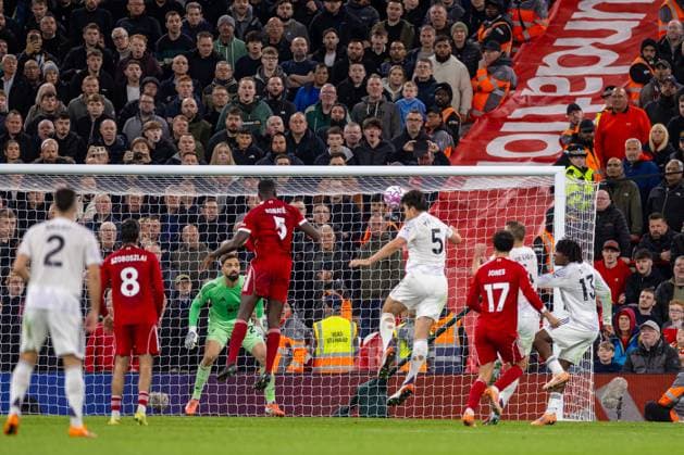 Football - FA Premier League - Liverpool FC v Manchester United, ManU FC LIVERPOOL, ENGLAND - Sunday, October 19, 2025: Manchester United s Harry Maguire scores the second goal during the FA Premier League match between Liverpool FC and Manchester United FC at Anfield. (Photo by David Rawcliffe Propaganda) LIVERPOOL Anfield MERSEYSIDE ENGLAND  Copyright: xDavidxRawcliffex P2025-10-19-Liverpool_Man_Utd-81
