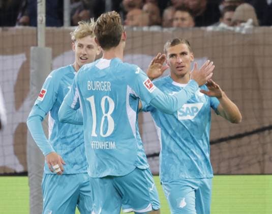 Torjubel 0-3 Grischa Proemel (TSG Hoffenheim) Fussball, 1.BL, Saison 2025 2026, Herren, FC St.Pauli gegen TSG 1899 Hoffenheim DFL REGULATIONS PROHIBIT ANY USE OF PHOTOGRAPHS AS IMAGE SEQUENCES AND OR QUASI-VIDEO.