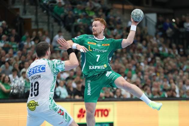 Handball DAIKIN HBL: SC DHfK Leipzig - SC Magdeburg; 19.10.2025 Tomas Piroch (7, SC DHfK Leipzig). Handball, DAIKIN HBL, 1. Bundesliga, Saison 2025 2026, 9. Spieltag: SC DHfK Leipzig vs. SC Magdeburg am 19.10.2025 in der Quarterback Immobilien Arena Leipzig. Copyright: xBEAUTIFULxSPORTS JanxKaeferx