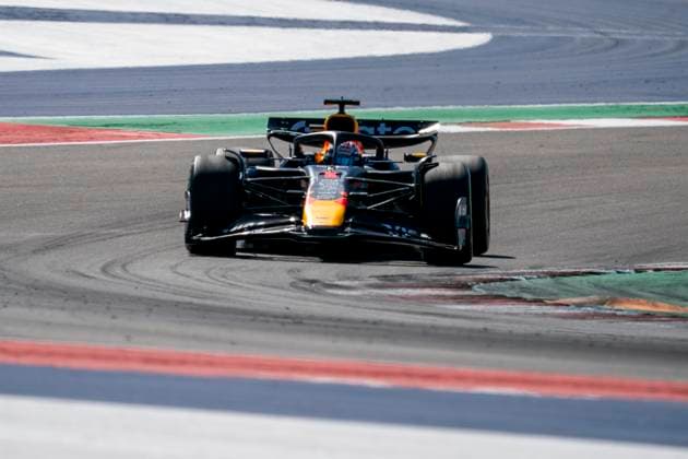 Dutch Formula One driver Max Verstappen of Red Bull Racing in action during the Formula One United States Grand Prix at the Circuit of the Americas in Austin, Texas on Sunday, October 19, 2025.  AUS2025101943 GREGxNASH