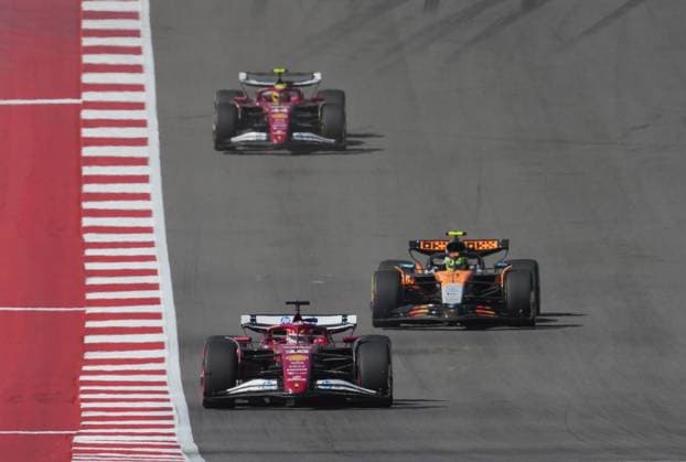 FORMULA 1 MSC CRUISES UNITED STATES GRAND PRIX 2025 19.10.2025, Circuit of The Americas, Austin, FORMULA 1 MSC CRUISES UNITED STATES GRAND PRIX 2025 , im Bild Charles Leclerc (MCO), Scuderia Ferrari HP, Lando Norris (GBR), McLaren F1 Team, Lewis Hamilton (GBR)