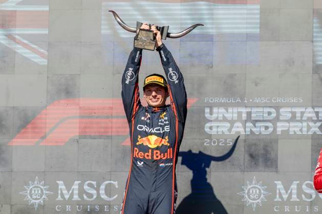 AUSTIN, TX - OCTOBER 19: Max Verstappen of the Netherlands and Team Oracle Red Bull Racing (1) celebrates his victory during the Formula 1 F1 Grand Prix of United States on October 19, 2025 at the Circuit of The Americas in Austin, TX. (Photo by Bob Kupbens Icon Sportswire) AUTO: OCT 19 F1 United States Grand Prix EDITORIAL USE ONLY Icon2510190371