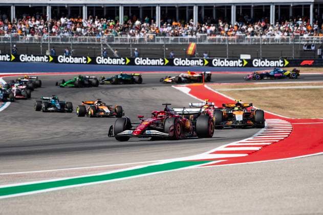 October 19, 2025: Charles Leclerc (16) with Scuderia Ferrari HP Team in action final race turn 13 at the Formula 1 MSC Cruises United States Grand Prix, Circuit of the Americas. Austin, Texas. CSM Austin United States of America - ZUMAc04_ 20251019_faf_c04_003 Copyright: xMarioxCantux