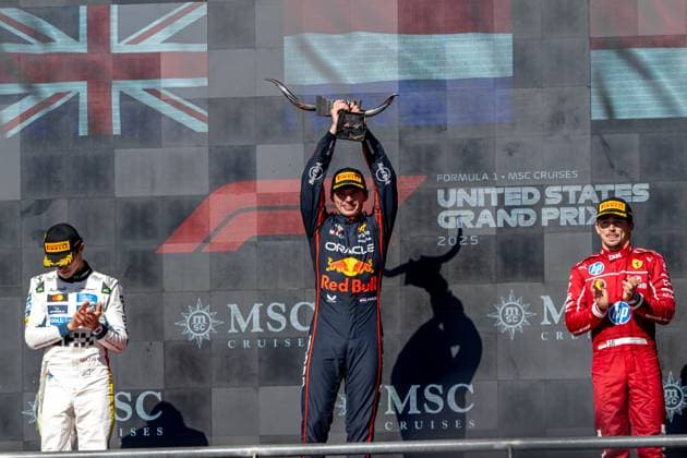 AUSTIN, TEXAS, UNITED STATES: Max Verstappen, racing for the Red Bull Racing team during the 2025 Formula 1 United States Grand Prix at the Circuit of the Americas in Austin, Texas, United States