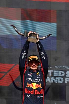 F1 - UNITED STATES GRAND PRIX 2025 VERSTAPPEN Max (ned), Red Bull Racing RB21, portrait podium during the 2025 Formula 1 United States Grand Prix, 19th round of the 2025 FIA Formula One World Championship, WM, Weltmeisterschaft from October 17 to 19, 2025 on the Circuit of the Americas, in Austin, Texas, United States of America - AustinUnited States  Copyright: xDPPIx