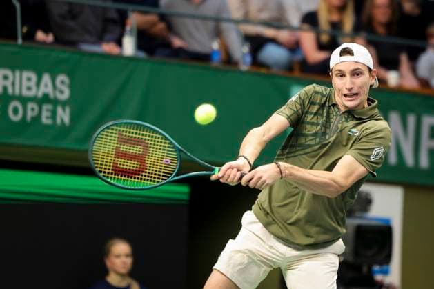 France s Ugo Humbert meets Norway s Casper Ruud in the singles final during the BNP Paribas Nordic Open tennis tournament at the Royal Tennis Hall in Stockholm, Sweden, October 19, 2025. STOCKHOLM SWEDEN x62260x