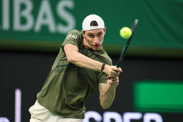 France s Ugo Humbert meets Norway s Casper Ruud in the singles final during the BNP Paribas Nordic Open tennis tournament at the Royal Tennis Hall in Stockholm, Sweden, October 19, 2025. STOCKHOLM SWEDEN x62260x