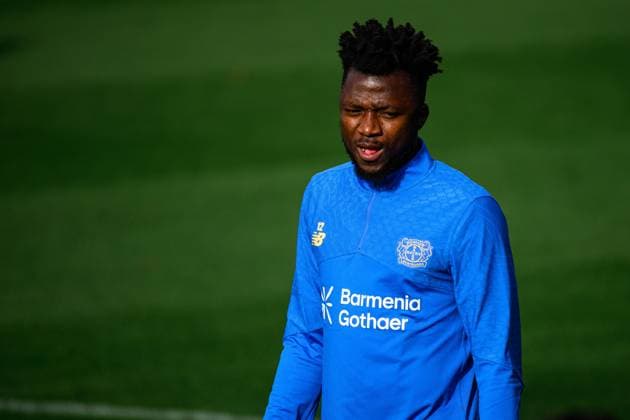 LEVERKUSEN, GERMANY - 20 OCTOBER, 2025: Edmond Tapsoba - UEFA Champions League, Pre match practice FC Bayer 04 Leverkusen at BayArena.  Copyright: xVITALIIxKLIUIEVx