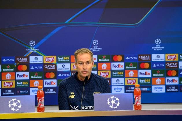 LEVERKUSEN, GERMANY - 20 OCTOBER, 2025: Kasper Hjulmand - UEFA Champions League, MD-1, press conference, PK, Pressekonferenz at BayArena.  Copyright: xx