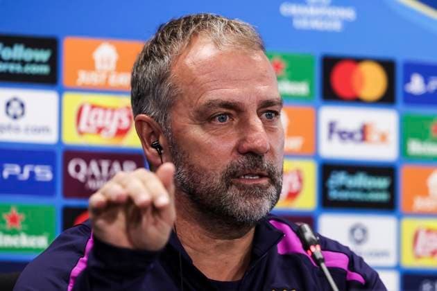 October 20, 2025, Sant Joan Despi, Barcelona, SPAIN: Hansi Flick, head coach of FC Barcelona, Barca attends his press conference, PK, Pressekonferenz during the training day of FC Barcelona ahead the UEFA Champions League 2025 26, football match against Olympiacos at Ciudad Esportiva Joan Gamper on October 20, 2025 in Sant Joan Despi, Barcelona, Spain. Sant Joan Despi SPAIN - ZUMAa181 20251020_zaa_a181_055 Copyright: xJavierxBorregox