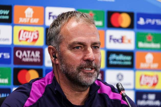 October 20, 2025, Sant Joan Despi, Barcelona, SPAIN: Hansi Flick, head coach of FC Barcelona, Barca attends his press conference, PK, Pressekonferenz during the training day of FC Barcelona ahead the UEFA Champions League 2025 26, football match against Olympiacos at Ciudad Esportiva Joan Gamper on October 20, 2025 in Sant Joan Despi, Barcelona, Spain. Sant Joan Despi SPAIN - ZUMAa181 20251020_zaa_a181_056 Copyright: xJavierxBorregox