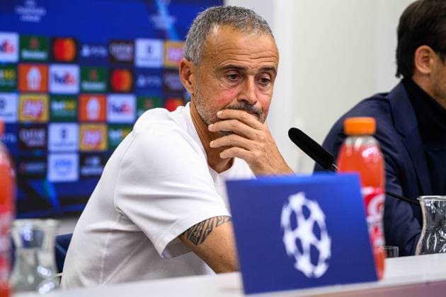 LEVERKUSEN, GERMANY - 20 OCTOBER, 2025: Luis Enrique - UEFA Champions League, MD-1, press conference, PK, Pressekonferenz at BayArena.  Copyright: xx
