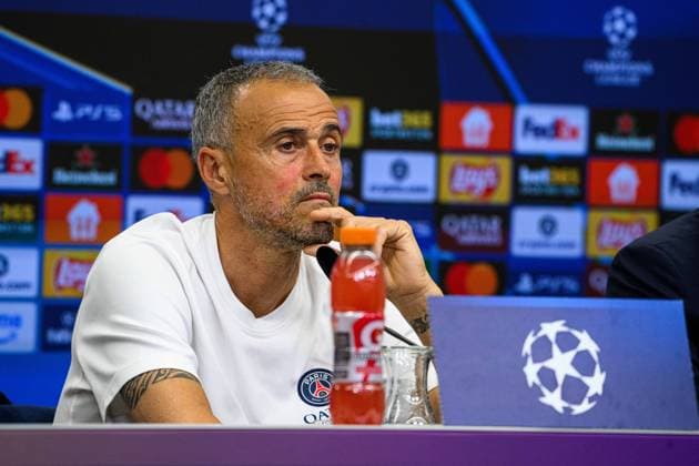 LEVERKUSEN, GERMANY - 20 OCTOBER, 2025: Luis Enrique - UEFA Champions League, MD-1, press conference, PK, Pressekonferenz at BayArena.  Copyright: xx