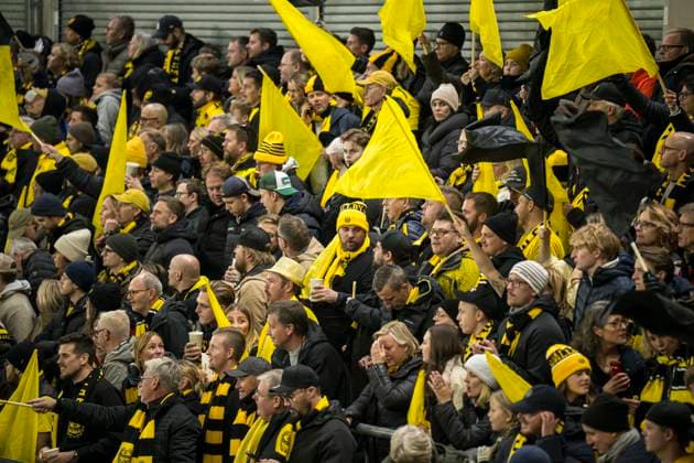 251020 Mjällbys supportrar inför fotbollsmatchen i Allsvenskan mellan IFK Göteborg och Mjällby den 20 oktober 2025 i Göteborg. Copyright: MATHIASxBERGELD BB251020MB009
