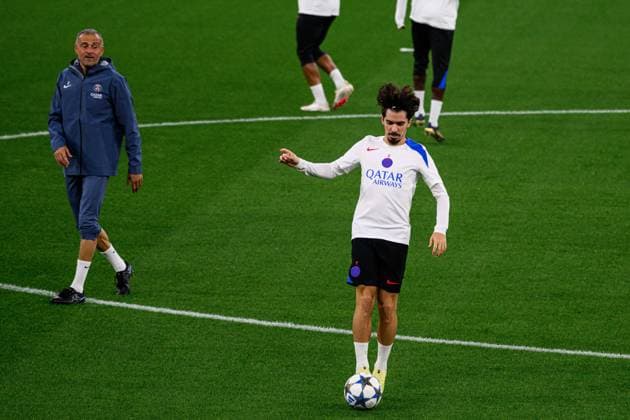 LEVERKUSEN, GERMANY - 20 OCTOBER, 2025: Vitinha, Luis Enrique - UEFA Champions League, MD-1, Practice PSG at BayArena.  Copyright: xx