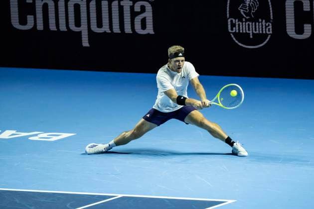 20th October 2025; St. Jakobshalle, Basel, Switzerland; 2025 ATP, Tennis Herren Swiss Indoor Tennis Day 2; Alejandro Davidovich Fokina (ESP) in action against Lorenzo Sonego (ITA) in the first round  DavidxEmm