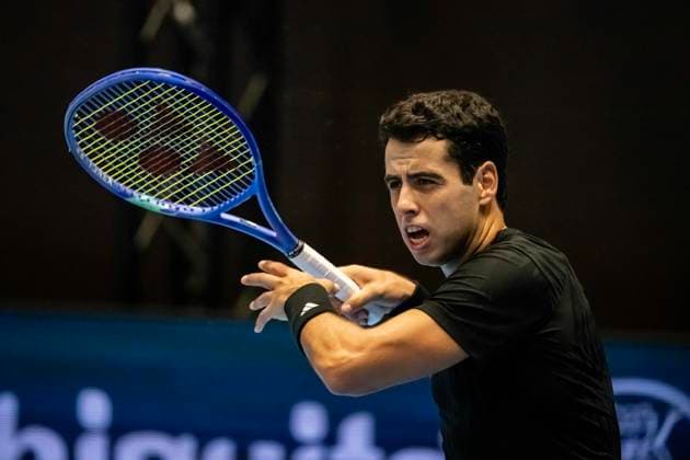 20th October 2025; St. Jakobshalle, Basel, Switzerland; 2025 ATP, Tennis Herren Swiss Indoor Tennis Day 2; Jaume Munar (ESP) in action against Remy Bertola (SUI) in the first round  DavidxEmm