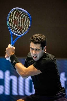 20th October 2025; St. Jakobshalle, Basel, Switzerland; 2025 ATP, Tennis Herren Swiss Indoor Tennis Day 2; Jaume Munar (ESP) in action against Remy Bertola (SUI) in the first round  DavidxEmm