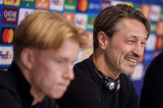 Denmark Champions League Dortmund Head coach Niko Kovac and Daniel Svensson during Borussia Dortmund s press conference, PK, Pressekonferenz in Parken on Monday, October 20, 2025. Borussia Dortmund faces FC Copenhagen in the Champions League in Parken on Tuesday. (Photo: Liselotte Sabroe Ritzau Scanpix) , Copenhagen Denmark Copyright: Ritzau Scanpix LiselottexSabroex spdk20251020-195220-L