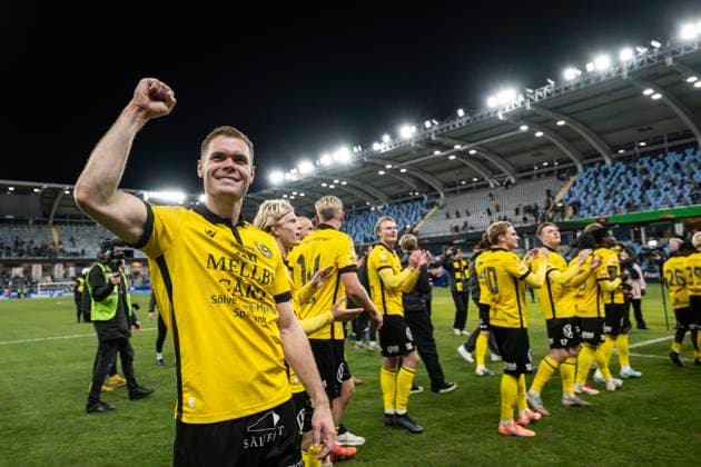 251020 Mjällbys Jacob Bergström jublar efter fotbollsmatchen i Allsvenskan mellan IFK Göteborg och Mjällby den 20 oktober 2025 i Göteborg. Copyright: CARLxSANDIN BB251020CS053