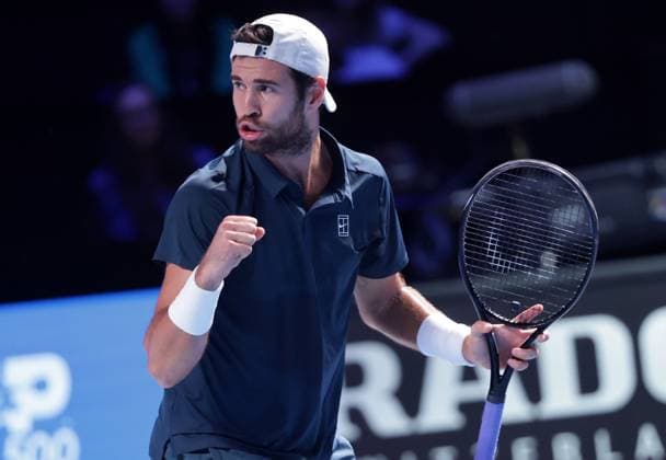 TENNIS - ATP, Tennis Herren Erste Bank Open VIENNA,AUSTRIA,20.OCT.25 - TENNIS - ATP World Tour, Erste Bank Open. Image shows the rejoicing of Karen Khachanov (RUS).  GEPAxpictures xWalterxLuger