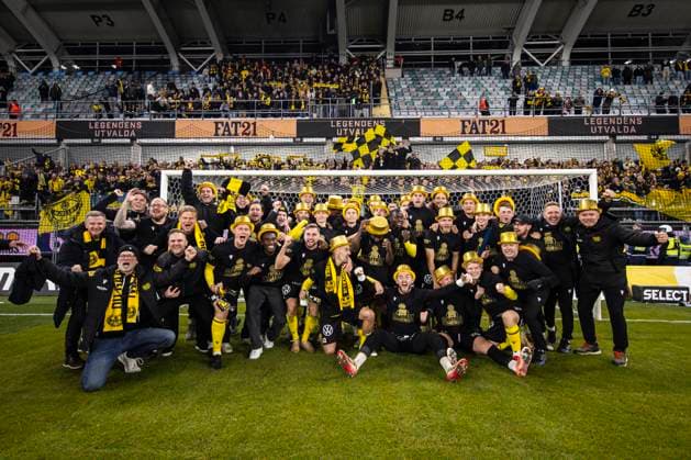251020 Mjällbys spelare jublar efter fotbollsmatchen i Allsvenskan mellan IFK Göteborg och Mjällby den 20 oktober 2025 i Göteborg. Copyright: MICHAELxERICHSEN BB251020MI057
