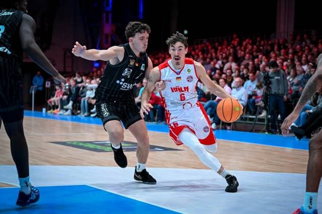 Barmer 2. Basketball Bundesliga ProA: Rheinstars Köln vs. Tigers Tübingen, 20.10.2025 Jasper Günther (RheinStarsKöln 6), Barmer 2. Basketball Bundesliga ProA: Rheinstars Köln vs. Tigers Tübingen am 20.10.2025 in der Motorworld Köln in Koeln (Nordrhein-Westfalen) Copyright: xBEAUTIFULxSPORTS Mueller-Laschetx