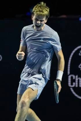 20th October 2025; St. Jakobshalle, Basel, Switzerland; 2025 ATP, Tennis Herren Swiss Indoor Tennis Day 2; Henry Bernet (SUI) reacts during the match against Jakub Mensik (CZE) in the first round  DavidxEmm