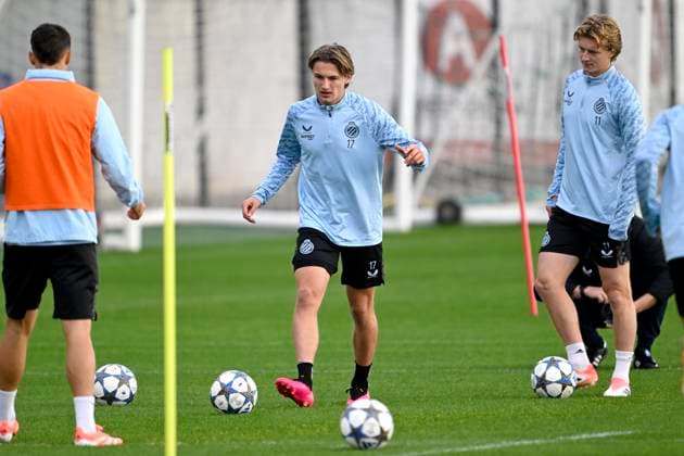 Bayern Munchen v Club Brugge - UEFA Champions League Media Activities 21 10 2025 WESTKAPELLE, BELGIUM - OCTOBER 21 : Vermant Romeo forward of Club Brugge pictured during a training session ahead of the UEFA Champions League 2025 26 League Phase MD3 match between Bayern Munchen and Club Brugge on October 21, 2025 in Westkapelle, Belgium, 21 10 2025 Westkapelle Belgium  Copyright: xNicoxVereeckenx