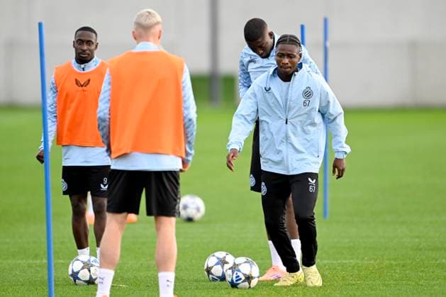 Bayern Munchen v Club Brugge - UEFA Champions League Media Activities 21 10 2025 WESTKAPELLE, BELGIUM - OCTOBER 21 : Forbs Carlos forward of Club Brugge and Diakhon Mamadou forward of Club Brugge pictured during a training session ahead of the UEFA Champions League 2025 26 League Phase MD3 match between Bayern Munchen and Club Brugge on October 21, 2025 in Westkapelle, Belgium, 21 10 2025 Westkapelle Belgium  Copyright: xNicoxVereeckenx