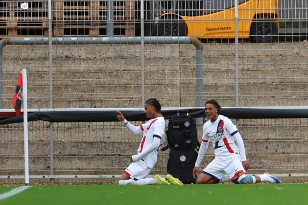 Mathis Jangeal (FC Paris Saint-Germain U19) celebrates after scoring his team s second goal with teammates during the UEFA Youth League 2025 26 match between Bayer 04 Leverkusen and Paris Saint-Germain on October 21, 2025 in Leverkusen, Germany. (Photo by Oliver Kaelke DeFodi Images) Mathis Jangeal FC Paris Saint Germain U19 celebrates after scoring his team s second goal with teammates during the UEFA Youth League 2025 26 match between Bayer 04 Leverkusen and Paris Saint Germain on October 21, 2025 in Leverkusen, Germany Photo by Oliver Kaelke DeFodi Images