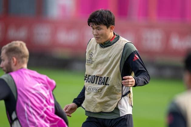 Min-jae Kim 3 (FC Bayern Muenchen) beim Anschlusstraining, Abschlusstraining, FC Bayern Muenchen vs. Club Brugge, Fussball, Champions League, 21.10.2025 Muenchen Bayern Deutschland
