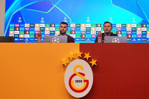 Ahead of Galatasaray and Bodo Glimt - UEFA Champions League ISTANBUL, TURKIYE - OCTOBER 21: Head Coach of Galatasaray Okan Buruk and player Abdulkerim Bardakci attend a press conference, PK, Pressekonferenz at Kemerburgaz Metin Oktay Facilities ahead of UEFA Champions League football match between Galatasaray and Bodo Glimt in Istanbul, Turkiye on October 21, 2025. Adem Kutucu Anadolu Istanbul Turkey. Editorial use only. Please get in touch for any other usage.  Copyright: x2025xAnadoluxAdemxKutucux