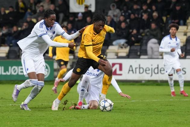 Mittwoch, 21.10.2025 Saison 2025 2026 3. Spieltag UEFA Youth League im Tingbjerg Idraetspark, Kopenhagen, Denmark. FC Kopenhagen U19 - BV Borussia Dortmund U19. Pharell Kegni (BVB)