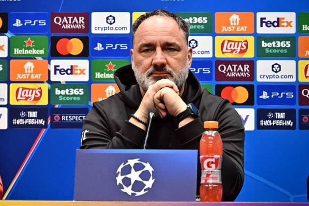 October 21, 2025, Bergamo, Italy: Slavia Praha s coach Jindrich Trpisovsky during press conference, PK, Pressekonferenz on the eve of the UEFA Champions League soccer match between Atalanta BC and SK Slavia Praha at Bergamo Stadium in Bergamo, Italy, 21 October 2025..ANSA MICHELE MARAVIGLIA. Soccer: Champions League; Atalanta-Slavia Praga  - ZUMAa110 20251021_zaf_a110_019 Copyright: xMichelexMaravigliax
