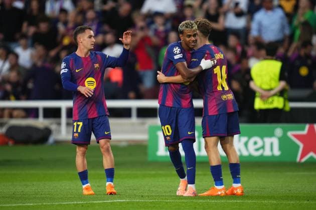 during the UEFA Champions League match, between FC Barcelona, Barca and Olympiacos FC, Lluis Companys Stadium on October 21, 2025 in Barcelona, Spain. (Photo by Bagu Blanco PRESSIN).. Copyright: xBaguxBlancox xPRESSINx
