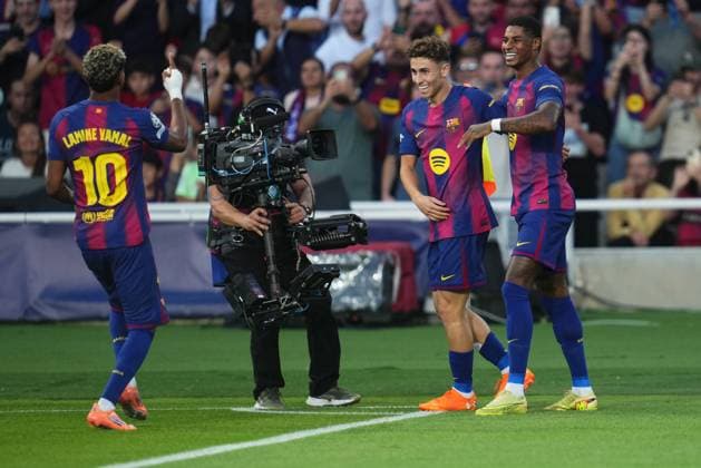ESP: FC Barcelona, Barca v Olympiacos FC. UEFA Champions League. Matchday 3. Fermin Lopez of FC Barcelona celebrates after scoring the 1-0 during the UEFA Champions League match, between FC Barcelona and Olympiacos FC, Lluis Companys Stadium on October 21, 2025 in Barcelona, Spain. kpng Copyright: xBaguxBlancox xPRESSINx PS_251021_BAR_OLY_2526_1722