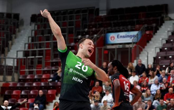 BAU 21.10.2025 Ludwigsburg Volleyball Barock Volleys MTV Ludwigsburg vs. SVG Lüneburg, Jeffrey Klok (LB) jubelt