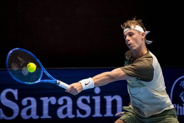 21st October 2025; St. Jakobshalle, Basel, Switzerland; 2025 ATP, Tennis Herren Swiss Indoor Tennis Day 3; Denis Shapovalov (CAN) in action during the match against Marcos Giron (USA) in the first round  DavidxEmm