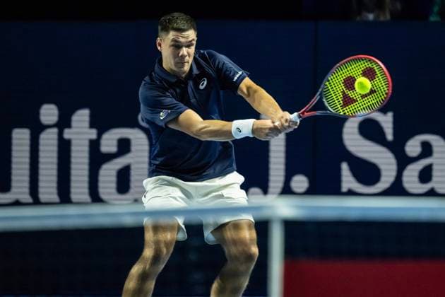 21st October 2025; St. Jakobshalle, Basel, Switzerland; 2025 ATP, Tennis Herren Swiss Indoor Tennis Day 3; Kamil Majchrzak (POL) in action during the match against Ben Shelton (USA) in the first round  DavidxEmm