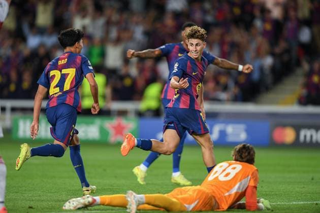 FC Barcelona, Barca v OLIMPIACOS FC OLIMPIC STADIUM LLUIS COMPANYS. MONTJUIC,BARCELONA. October 21,2025 FC BARCELONA vs OLIMPIACOS FC October 21,2025 Fermin Lopez (16) of FC Barcelona celebrates scoring his team s second goal during the soccer match corresponding to the third match of the group stage of the UEFA Champions League between FC Barcelona and Olimpiacos FC at Olimpic Stadium Lluis Companys of MontjuÃ¯c in Barcelona, Spain. Barcelona ESP Copyright: xS.xRosx