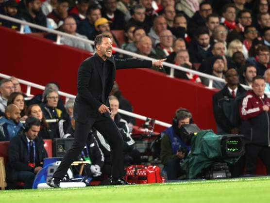 Diego Simeone (Atletico Madrid manager) at the Arsenal v Atletico Madrid UEFA Champions League match, at the Emirates Stadium, London, UK on 21st October, 2025. 