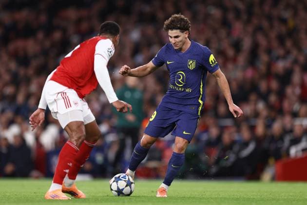 Arsenal v Atletico Madrid 21 October 2025, London - UEFA Champions League - League Stage - Arsenal v Atletico Madrid - Julian Alvarez of Atletico Madrid - Photo: Jacques Feeney Offside. London UK Copyright: xJacquesxFeeneyx xOffsidexOffside