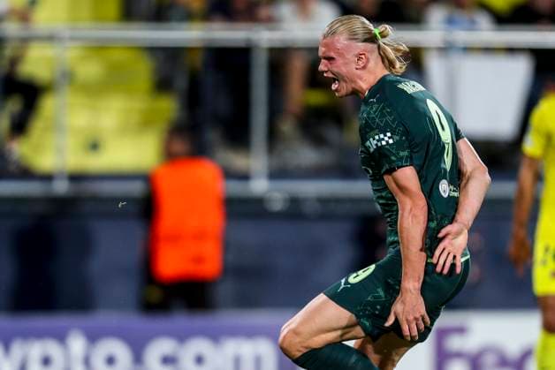 October 21, 2025, Villarreal, Castellon, Spain: Erling Haaland of Manchester City celebrates a goal during the UEFA Champions League 2025 26 League Phase MD3 match between Villarreal CF and Manchester City at Estadio de la Ceramica on October 21, 2025 in Villarreal, Spain. Villarreal Spain - ZUMAa181 20251021_zaa_a181_369 Copyright: xIvanxTerronx