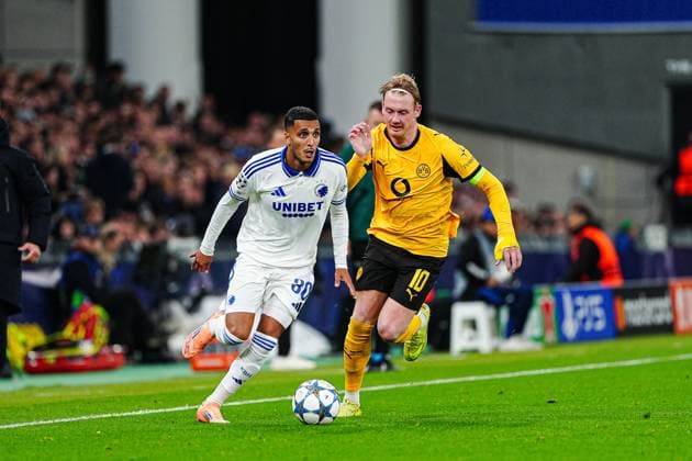 Elias Achouri (FC Kopenhagen, 30), Julian Brandt (Borussia Dortmund, 10) DEN, FC Kopenhagen vs. Borussia Dortmund, Fussball, UEFA Champions League, Spieltag 3, Spielzeit 2025 2026, 21.10.2025 DEN, FC Kopenhagen vs. Borussia Dortmund, Fussball, UEFA Champions League, Spieltag 3, Spielzeit 2025 2026, 21.10.2025 Kopenhagen Copyright: xEibner-Pressefoto MarcelxvonxFehrnx EP_MFN