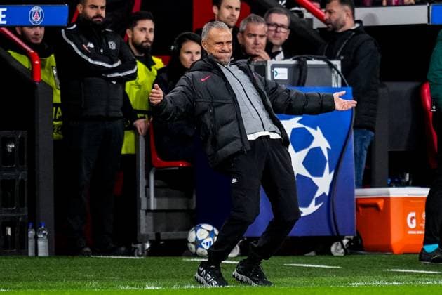 LEVERKUSEN, GERMANY - OCTOBER 21: Paris Saint-Germain head coach Luis Enrique reacts during the UEFA Champions League 2025 26 League Phase MD3 match between Bayer 04 Leverkusen and Paris Saint-Germain at BayArena on October 21, 2025 in Leverkusen, Germany. (Photo by Rene Nijhuis) SPO  Copyright: xRenexNijhuis