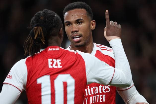 Arsenal FC v Atletico de Madrid - UEFA Champions League 2025 26 League Phase MD3 Eberechi Eze and Gabriel of Arsenal celebrate 1st goal during the UEFA Champions League 2025 26 League Phase MD3 match between Arsenal FC and Atletico de Madrid at Arsenal Stadium on October 21, 2025 in London, England. London Arsenal Stadium England United Kingdom Copyright: xNealxSimpson Sportsphoto APLx 14139318