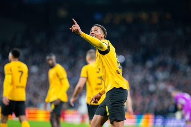 21.10.2025 - Fußball, 2025 2026, Champions League, 3. Spieltag, FC Kopenhagen - Borussia Dortmund: Felix Nmecha (Dortmund) jubelt nach seinem Tor zum 1:3